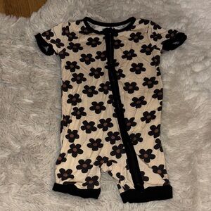 Adorable bamboo Floral Kids Bodysuit - Black and Cream